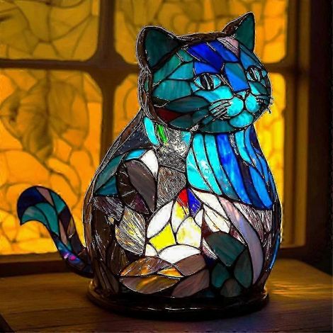 Vintage-Tischlampe aus getöntem Glas mit Tiermotiv, elegante Wohndekoration, kunstvoller Lampenschirm, einzigartige Geschenkidee (1/5)