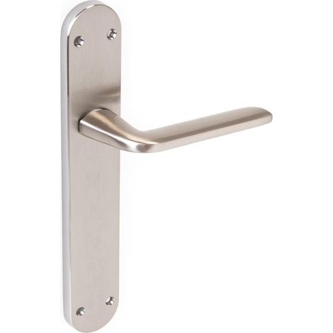 Emuca Jeu de Sydney set de poignées de porte intérieures, avec plaque 43x250mm, Aluminium et Zamak, Nickel satiné (1/5)