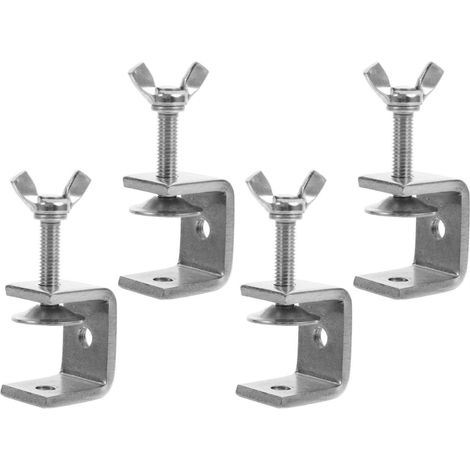 4 Pièces Pince en C en Acier Inoxydable Mini, Serrage-joint Tigre Travail du Bois, 0-25mm, Ouverture 30mm, Trou de Vis M8, Argenté, pour Projets de Menuiserie (1/5)