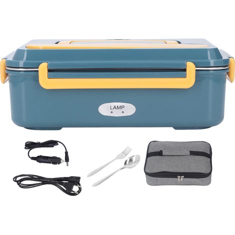 Boîte repas électrique 304 acier inoxydable, sans eau, portable, étanche, vert foncé, pour bureau et voiture, chauffage, prise UE 220V (1/5)