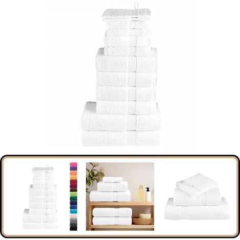 Ensemble de serviettes de qualité supérieure SOLUND 12pcs blanc - Serviettes De Bain - Ensembles De Serviettes - Serviettes Blanches - Serviettes En Coton - Serviettes Douces (1/5)