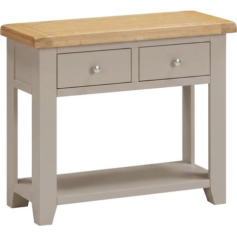 Windsor 2 Drawer Console Table - L34 x W85 x H70.5 cm - Putty/Oak