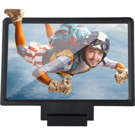 Loupe d'écran pour téléphone portable avec support et haut-parleur intégré (noir)