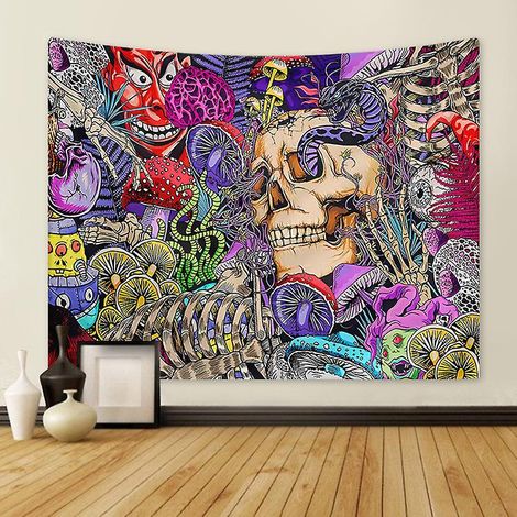 130x150cm Tte De Crne Tenture Murale Tapisserie Pour La Nature Dcorations Couvre-lit Courverture Pour La Maison Salon Chambre Dortoir Dcor (1/5)