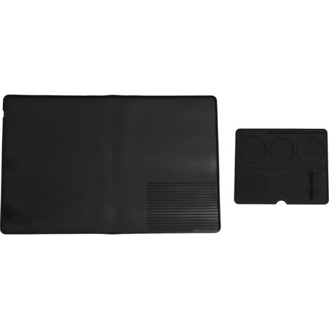 Tapis à café antidérapant en silicone, résistant à la chaleur, avec verre doseur amovible pour la cuisine et le comptoir à café. (1/5)