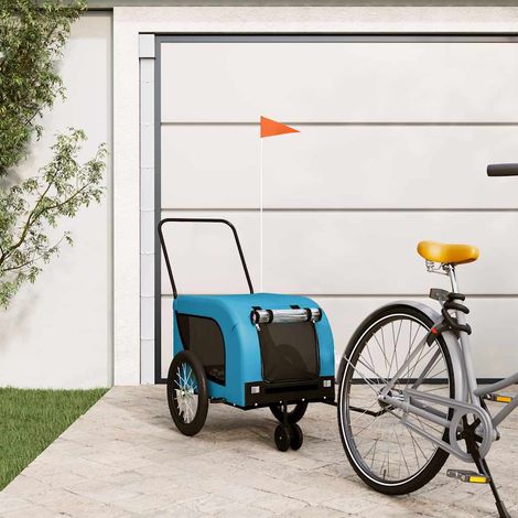 vidaXL Remolque de bicicleta mascotas hierro tela Oxford azul negro (1/5)
