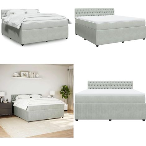 vidaXL Boxspringbett mit Matratze Hellgrau 180x200 cm Samt (1/5)