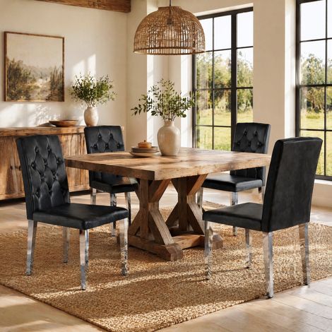 Sillas comedor pack 4 tapizadas PU metal OKMYHOME (1/5)