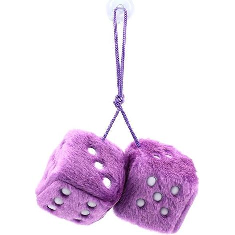 Dé de voiture suspendu violet sans ventouses, paire de porte-bonheur pour rétroviseur, décoration d'habitacle, paroi intérieure et surface de réfrigérateur (1/5)