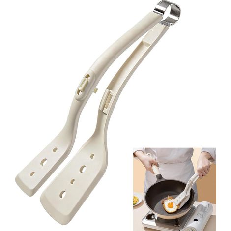 2-in-1 Spatel und Zange aus Silikon, antihaftbeschichtet, weiß