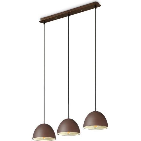 Sospensione Rustica-Country Folk Metallo Corten Ruggine 3 Luci E27 (1/2)