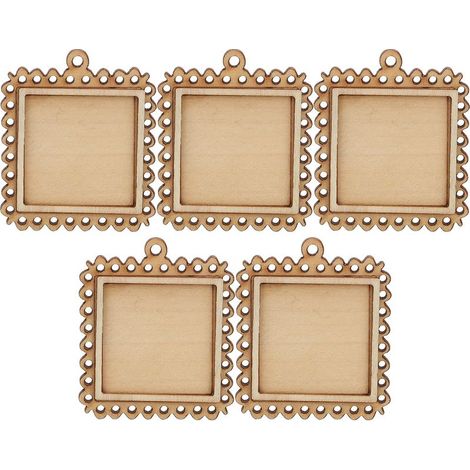 5 pièces Supports en Bois Rectangulaires Relief Cadre Photo Miniature Porte-clés Plateaux (1/5)