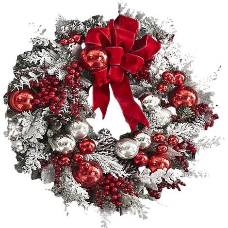 Künstlicher Weihnachtskranz (40 cm). Weihnachtskranz für den Außenbereich. Türschmuck. Türdekoration. federfrei. nicht elektrisch (1/5)