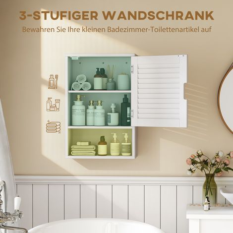 Meuble vasque suspendu salle de bain 1 porte, étagères ajustables, 40 x 20 x 60 cm, blanc