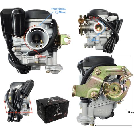 Carburateur Moretti GY6, 50cc 4T, p.18 mm, starter automatique, couvercle plastique (1/5)