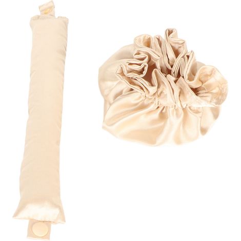 Lot de 3 Rouleaux Bun Satin Doux sans Chaleur pour Cheveux Longs, Curleur Portable Beige, Coiffage Nuit Protecteur (1/5)