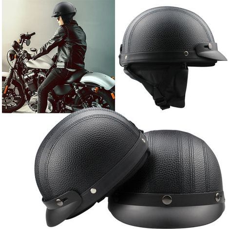 Motorradhelm, Retro-Halbjethelm, Harley-Davidson-Motorradhelm, Helm mit Sonnenblende und Sonnenschutz, Schutzhelm für Outdoor-Fahrten (1/5)