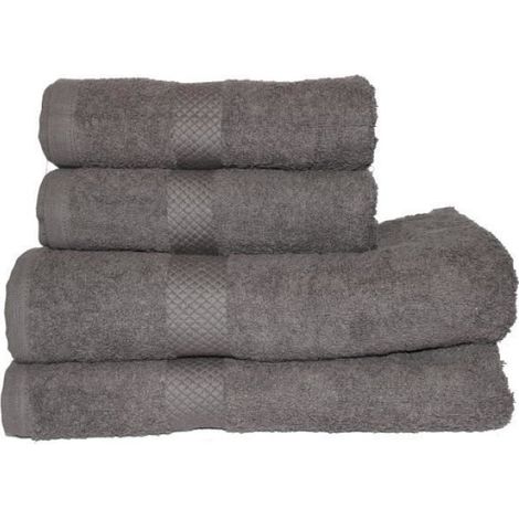 Lot de 2 Serviette de bain, 100% coton, 500 g/m², 90x150 cm, Gris, pour salle de bain