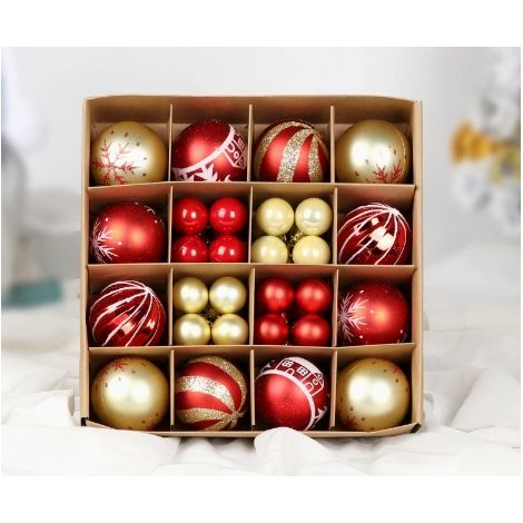 Boules de Noël lumineuses de 6 cm, lot de 24 boules peintes, décoration de Noël, décoration pour sapin de Noël, seau de boules (1/5)