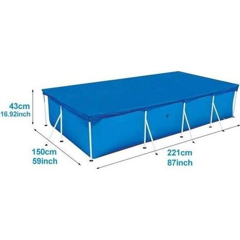 Schutzhülle für rechteckige Aufstellpools – Blaue, isolierende Luftpolsterfolie (220 x 150 cm), wasserdicht und regendicht, für freistehende Pools (1/3)