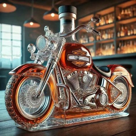 Décanteur de whisky 310 ml Design Moto 3D, Statue en verre soufflé à la main, bouteille pour spiritueux, cadeau pour les amateurs de moto et les amateurs de whisky (1/5)