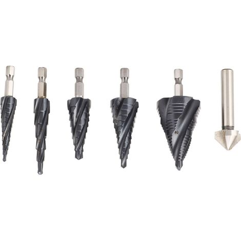 Jeu de forets étagés à 4 cannelures, tige de 1/4 pouces M35, Kit de pagode en Cobalt pour métal dur en acier inoxydable (1/5)