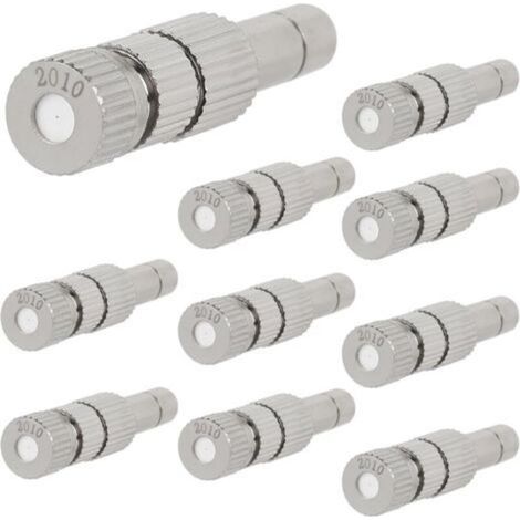 Lot de 10 buses de brumisation basse pression en laiton céramique de 0,2 mm avec filtre pour raccord de 6 mm