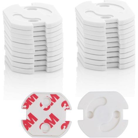 [Pack x20]Cache Prise Bébé, Cache prise electrique, Système Automatique Sans Clef Adhésif 3M, Pour Protection de Prise De Courant Électrique (1/4)