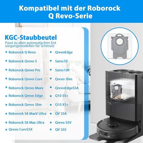 12 sacs Poussière pour Aspirateur-Robot pour Roborock QV 35A / Qrevo S5V / QV35S / Q Revo/Saros 10R / Saros10 / Q Revo S/Qrevo Pro/Qrevo Curv/Qrevo Master/Qrevo Slim / S8 MaxV Ultra, Grands (1/4)