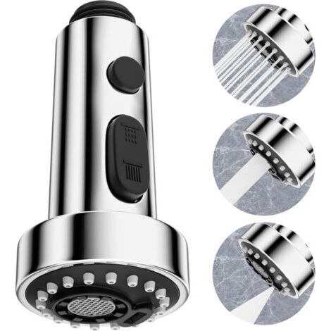 3 Modes Tête Robinet de Cuisine Remplacement, Douchette pour Rétractable Mitigeur Cuisine Universel G1/2,Robinet Cuisine Pivotant à 360°,Douchette Evier Cuisine Remplacement Filetage Mâle