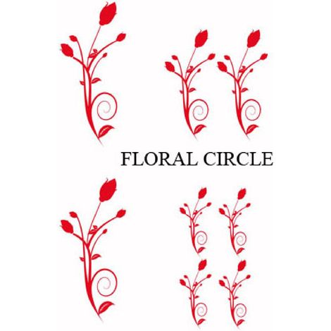 Set Adhesifs -ELEMENT FLORAL CIRCLE- Rouge - PROMO ADN - Car Deco