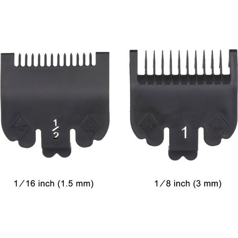 Set mit 2 farbigen Schneideführungskämmen (1,5 mm und 3 mm), kompatibel mit WAHL Elektrohaarschneidemaschinen.