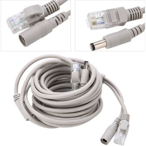 RJ45+DC Câble de vidéosurveillance Ethernet RJ45 + DC 5M/10M/15M/20M pour caméras IP système NVR informatique audio (1/3)