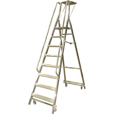 Scaletta con ruote de 8 gradini - altezza massima di lavoro 3.76m - 19408