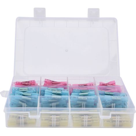 Kit 200 pièces connecteurs à sertir étanches isolés pour épissure de fils électriques, gaine thermorétractable (1/5)