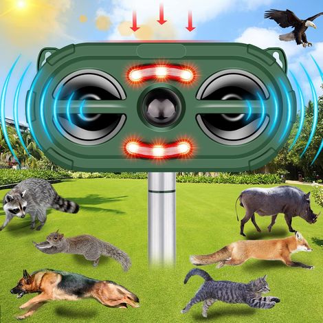 Répulsif ultrasonique pour animaux, répulsif solaire d'extérieur pour chats et chiens avec détecteur de mouvement (1/5)