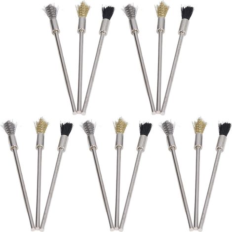 Lot de 15 brosses de polissage en acier, nylon et laiton (100 mm) pour éliminer les bavures et la poussière (1/5)