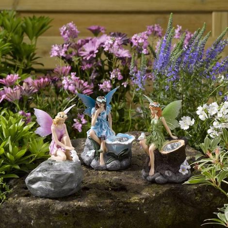 Figurine féérique Elvedon x3 avec spot solaire intégré