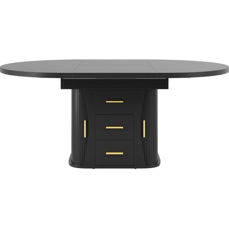 GagaTable à manger extensible, ronde à ovale, 118-158 cm, pour 6 personnes, noir (1/5)
