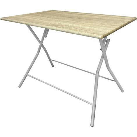 Tavolo Pieghevole Metallo e MDF Effetto Legno 80x60x75 cm