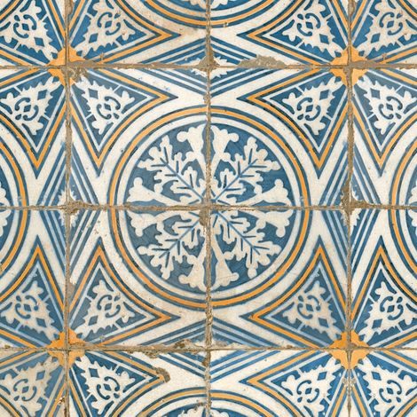 Carrelage Vintage effet Carreau ciment Bleu Delos 45x45x0,95 cm Azoria - Sol et mur intérieur (vendu par carton de 1 m²) - RO'MA CARRELAGE