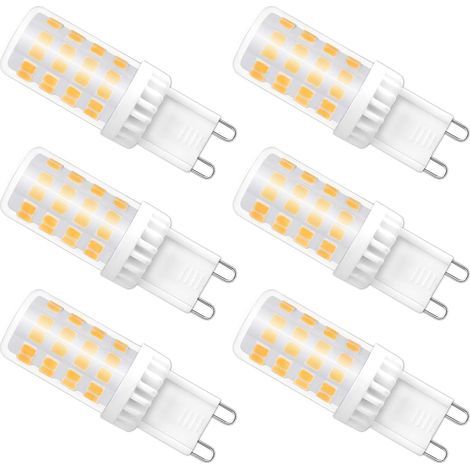Ampoules LED G9 Dimmable, 4W équivalent à 40W halogène, 480 LM, Blanc Chaud 3000K, Culot G9 Standard, Angle de rotation à 360 °, pour Ceiling Lighting, Kitchen, Paquet de 6 (1/5)
