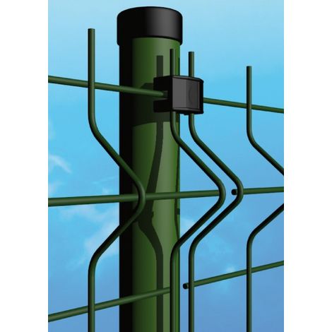 Palo Tubolare Tondo Verde Diametro 48 mm - Altezza Palo 110 cm - Completo di 3 Piastrine per Fissagio (1/4)