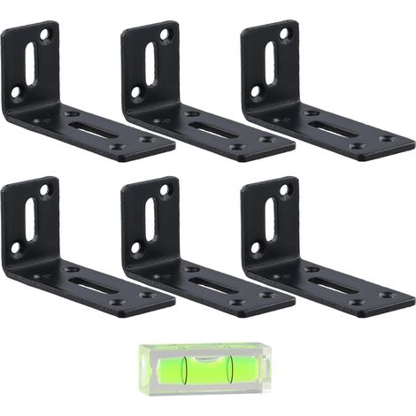 6 Pièces Equerre Etagere Murale avec Niveau à Bulle, Supports Étagère Flottant a L, Charge maximale 60kg, Support Mural en Métal pour Étagères Ouvertes de Bricolage, 843cm/31,51pouce (1/5)