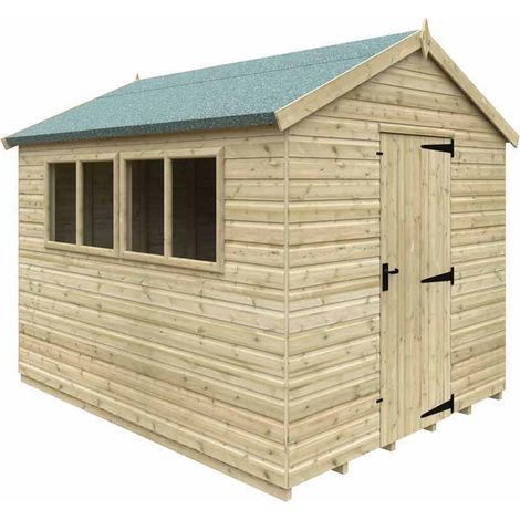 10 x 8 Feet Apex Premier 16mm Shed - Solid Wood/Softwood/Pine - L295 x W235 x H256.3 cm - Green