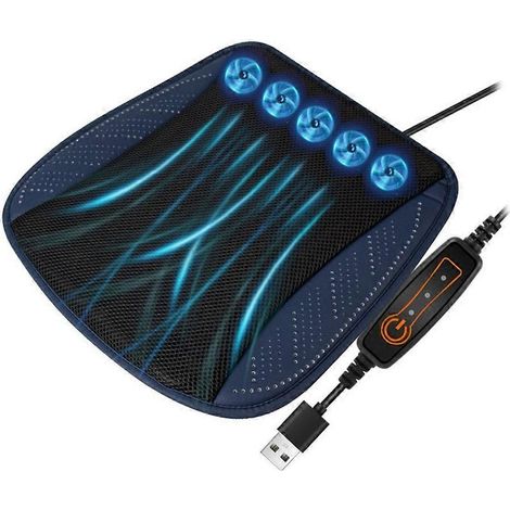 Coussin de siège rafraîchissant pour voiture. port USB. siège ventilé. confortable. bleu foncé