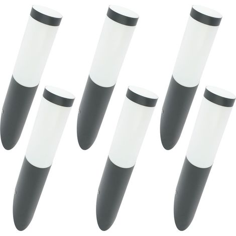 Arum Lighting – Lot de 6 appliques murales extérieures E27 – Gris anthracite – Diffuseur opale en polycarbonate – IP44 – Alimentation 220V AC – Hauteur 405mm