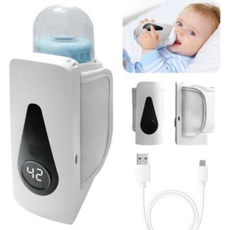 Chauffe-biberon Bébé, Chauffe-biberon Portable en Déplacement avec Écran LCD, 6 Températures Réglables, 24h D'isolation, Chauffe-Biberon USB pour la Maison en Déplacement Voyages (1/5)