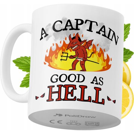 Mug humoristique « Capitaine » avec texte amusant et design graphique. Idéal pour les anniversaires, les fêtes et les occasions spéciales. Mug premium pour la maison, le bureau et le travail. Blanc, 3