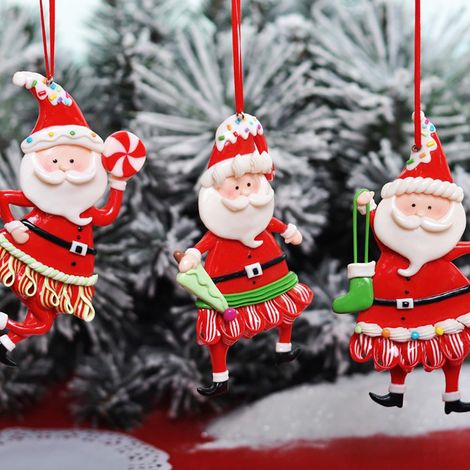 Set mit 3 Weihnachtssocken mit Süßigkeiten, zum Aufhängen als Weihnachtsbaumschmuck (1/5)